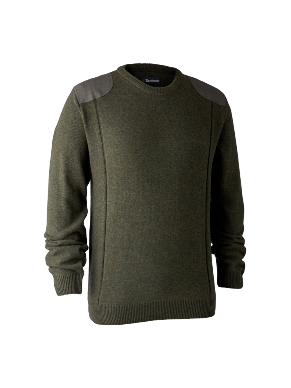 Trøjer & Fleece - Deerhunter - Sheffield Strik med rund hals -Green Melange 