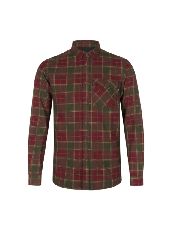 Skjorter - Seeland - GLEN FLANNEL SHORT RED FOREST GREEN CHECK